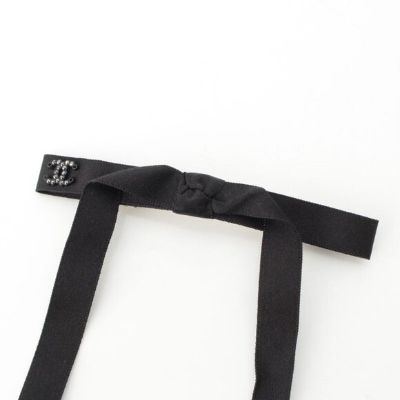 Chanel CC Logo Bijou Silk Ribbon Barrette Hair Black main image 10